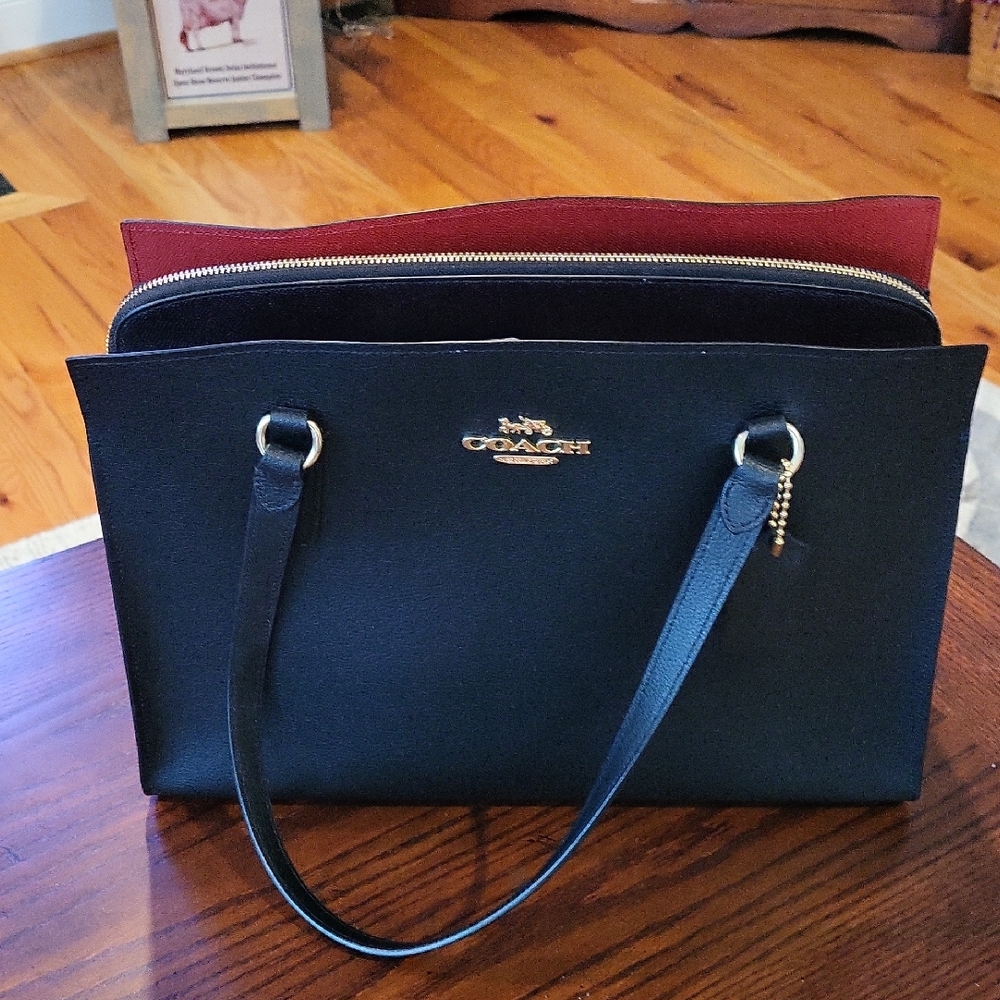 Coach Black and Burgundy Women's Tote